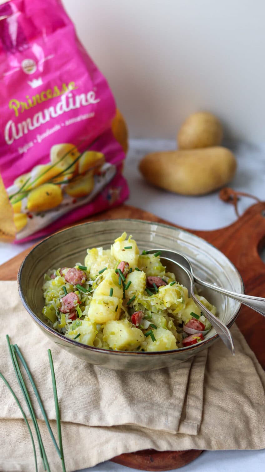 Poêlée pommes de terre poireaux saucisse fumée Princesse Amandine